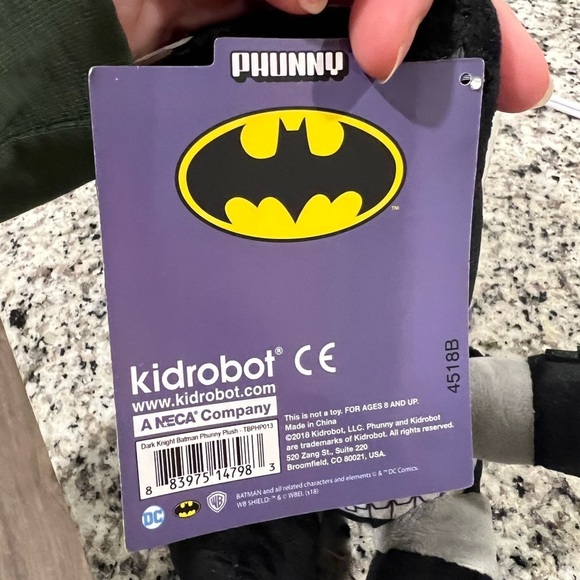 NEW! Kidrobot Phunny Batman 7 in Plush NWT! DC Comics Collectible Plushy 🖤🩶 - Picture 8 of 8